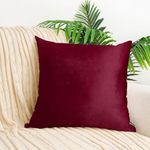 IVAZA Velvet Decorative Cushion Cover 12x12 Inch - Set of 1, Soft Solid Square Throw Pillow Covers for Sofa, Living Room or Home Decor - 30x30 cm Wine