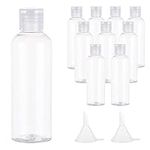 10 Pack Plastic Travel Bottles Set, Clear 100ml/3.4 oz Leak Proof Refillable Squeeze Bottles Flip Cap Empty Bottles with Funnels Labels for Shampoo Conditioner Lotion