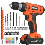 FADAKWALT 20V Cordless Drill Set ，Powerful Drill bit Sets,Torque 30N,21+1 Torque Setting,3/8” inch Keyless Chuck, 40pcs Drill Bits,Electric Drill with 2.0AH Li-Ion Battery and LED Light.