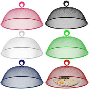 Gerrii 6 Pcs Metal Mesh Food Cover Outdoor Mesh Food Tents Dome Screen Plate Covers for Dinner Plates Reusable Fruit Fly Nets Picnic Food Umbrella for Table, BBQ, Camping, Party (Multicolor,11 Inch)