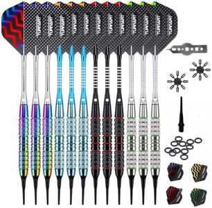 Turnart Darts Plastic Tip - Professional Soft Tip Darts Set for Electronic Dartboard 12 Pcs 18 Grams with 50 Extra Tips 24 Flights 2 Flight Protctors and Tool Kit Gift Darts (Blue)