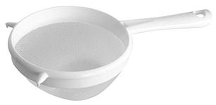 Fackelmann Sieve 15cm⌀, Strainer, Medium, Fine Mesh, Plastic, 15x9.5x27cm, White