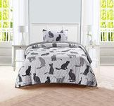 Sleeping Partners Grey Cats Animal Quilt Set, Twin