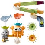 OR OR TU Bath Toys Bathtub Toy Slide Water Toys Crabs Octopus Bath Toy Suction Cup Fidget Spinner Bath Toys for Toddlers Age 3 4 5+ Year Old