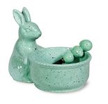 Boston International Spring Hare Ceramic Bowl and Spreader, Blue