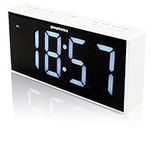 Grouptronics Large Digital Alarm Clock Radio MK2 - Mains Powered, 9" Large Display Clock, Telescopic Aerial, Bedside or Kitchen, Non Ticking, Dual Alarm, Brightness Control, Battery Back-Up - White