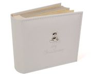 Joe Davies White Suede 'My Christening' Album with Silver Teddy Motif, Photo Size 6x4