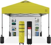 Best Choice Products 10x10ft Easy Pop Up Canopy w/Side Wall, 10 Pockets, Portable Carrying Case, 1-Button Setup, 4 Weight Bags - Yellow