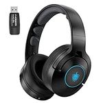 YOTMS Wireless Gaming Headset for PS4 PS5 PC Switch, Q9S Wireless 2.4GHz Gaming Headphones with Detachable Noise Canceling Mic, 7.1 Stereo Sound, 3.5mm Wired Mode for Xbox Seires - Black