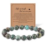 Get Well Soon Bracelet for Men Women Gifts,Personalized Inspirational Bracelets Natural Stone Healing Bracelet for Friend Encouragement Gifts (green)