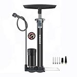 VIMILOLO Bike Floor Pump with Gauge,Bicycle Ball Pump Inflator with high Pressure Buffer Easiest use with Both Presta and Schrader Bicycle Pump Valves-160Psi Max