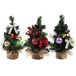 Gukasxi 3Pcs Small Christmas Trees Artificial Frost Trees Xmas Tree Stand Mini Christmas Tree with Base Tabletop Trees Christmas Desk Tree Crafts Pine Tree for Desk Table Tops Christmas Decorations