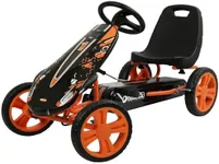 hauck Speedster Pedal Car with 3 Way Adjustable Bucket Seat, Hand Brake, and Robust Steel Tube Frame for Indoor and Outdoor Use, Orange