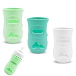 Silicone Sleeve for Philips Avent Glass Baby Bottle 8 oz, Glass Baby Bottle Sleeves, Thermal Insulation Heat Retention, Safe Soft Premium Non-Slip Silicone Cover, 3 Pack (White Green Blue, 8 oz)