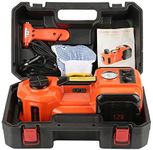 12V 5T Electric Hydraulic Trolley Jack - Electric Car Jack with Impact Wrench, Air Compressor, LED Lamp, Car Repair Tool Kit for Vehicle Repairing and Tire Replacing