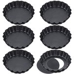 FANTESI 6 Pack Non Stick 4 Inch Quiche Pans Removable Bottom Mini Tart Pans Tart Tins Cases Loose baseTart Mold Cheesecake Pan Tart Mold