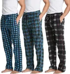 3 Pack: Mens Pajama Pants Lounge Fleece Buffalo Plaid Men PJ Bottoms Sleep Pockets Christmas Microfleece Men Pajamas Pjs Sleeping Sleepwear Night Knit Fluffy Winter Warm Sleeping Fuzzy Set 4-XXL