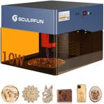 SCULPFU iCube Pro Max 10W Laser Engraver, High Speed Portable Laser Cutter and Engraver Machine, Enclosed App Control Mini Laser Engraver Machine for Wood, Metal, Acrylic, Leather, 10x Service Life