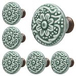 Piutouyar Green Ceramic knobs, Kitchen Cabinet Knobs, Retro Dresser Knobs, Drawer Knobs, Furniture Decorative Knobs and Pulls for Drawer, Dressers, Cupboard, Closet, 34mm / 1.3Inch Diameter(10Pcs)