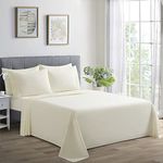 Marina Decoration Ultra Soft Silky Deep Pocket Solid Rayon from Bamboo All Season 6 Pieces Sheet Set with 4 Pillowcases, Ivory Color Queen Size