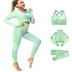 Nasmodo Gym Dress for Women Workout Fitness Track Suit Sports Tracksuit for Women Sport Seamless Stretchable Breathable Soft Fabric Sports Bra & High Waist Legging for gym, yoga (M,Green)