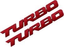 VRT 3D Turbo Premium Car Side Fender Rear Trunk Emblem Alloy Badge Decals Sticker for All Cars Trucks SUV Size:10cm x 1cm x 1mm (Pack of 2 - Red)