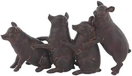 Deco 79 Polystone Pig Decorative Sculpture Home Decor Statue, Accent Figurine 13" x 4" x 7", Dark Brown