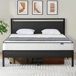 Z-hom Upgraded Queen Bed Frame, Heavy Duty Metal Sturdy Bed Frame Queen Size with Modern Wood Headboard & Footboard, Stable Platform Bed Furniture Bed Storage, No Noise, No Box Springs, Black