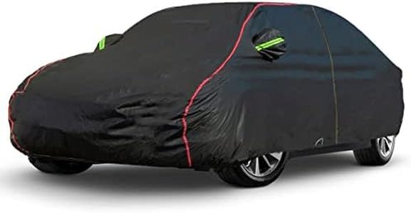 AUQDD 6-Layers PEVA New Material Sedan SUV Full Padded Car Cover Waterproof All Weather Weatherproof UV Sun Protection Snow Dust Storm Resistant Outdoor Exterior Custom Form-Fit Straps 188"-198"Black