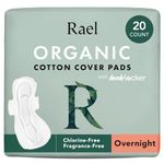 Rael Pads for Women, Organic Cotton Cover - Period Pads with Wings, Feminine Care, Sanitary Napkins, Heavy Absorbency, Unscented, Ultra Thin (Overnight, 20 Count)