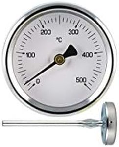 Termómetro para Horno de leña Barbacoa con sonda de Acero 30 cm, Temperatura máxima 500 °C