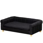 PawHut Modern Pet Sofa Cat or Medium Large Dog Bed W/Removable Seat Cushion, Black