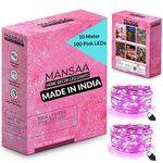 MANSAA M6 USB LED String Light | 10 Meter 100 LEDs | Pink Color | USB Operated | Home Decor LED Light | Pack of 2