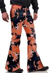 Men's Bell Bottom Pants 70s 60s Outfits for Men,Tie Dye Bell Bottom Jeans Disco Pants Men Multicolor