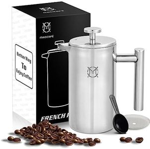 Magicafé French Press Coffee Maker – Single Serve 1 Cup Small Stainless Steel Thermal Double Walled French Press 350ML/12OZ