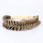 DIGUAN Messy Wide 2 Strands Synthetic Hair Braided Headband Classic Chunky Plaited Braids Elastic Stretch Hairpiece Women Girl Beauty Boho accessory, 62g/2.1 oz (Dark Ash Blonde)