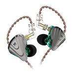 Yinyoo KZ ZSX Earphones 5BA 1DD Hybrid IEM Hifi In Ear Headphones 0.75mm 2 pin Cable, 1 Dynamic 4 Balanced Armature Driver Wired Headsets(No Mic, Cyan)