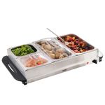 Cooks Professional 4-Section Buffet Warmer | 7.2 Litre Capacity with Hotplate Function | Adjustable Temperature Control Dial | 300W Electric Buffet Food Server | Silver