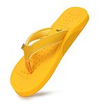 YOHO Women slippers with arch support |soft comfortable stylish and anti skid Women's Flip-Flops & Slippers in exciting color | Styles | Daily Use |Waves (Mango yellow, numeric_8)