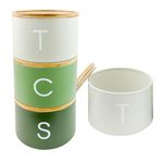 3 Pieces Jar with Wooden Lid Tea Coffee Sugar Canister Storage Container Bowl Pots Kitchen Storage Tins (Green)