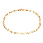 Barzel Gold Anklet for Women Flat Mariner Anklet |18K Gold Plated Flat Marina Link Anklet for Women - Made In Brazil, 3.5 MM, Non-Precious Metal, Cubic Zirconia