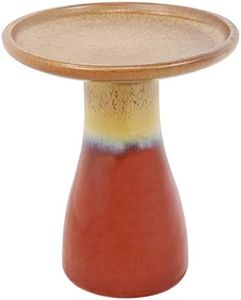 Sunnydaze 21" H Ceramic Bird Bath for Outside - Hand-Painted Outdoor Bird Bath Bowl, UV/Frost-Resistant Finish - Lemon Cognac - Classic Pedestal