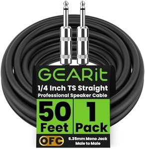 GearIT Professional Speaker Cable (50ft) 12AWG Pure Copper 1/4 inch to 1/4 inch TS Straight Male to Male for Amplifier, Speaker Cabinet, PA and DJ Audio
