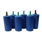 Grand Air Stone Blue Cylinder 3” X 1.5” inch for Biofloc Fish Farming Tank Pond Aeration Aquarium Increase Oxygen Healthy Environment for Your Fish (6 Stones).