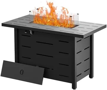 Walsunny 43 inch Outdoor Propane Fire Pit 50,000 BTU Gas Fire Pit Table with Lid, Glass Wind Guard, Waterproof Cover, Rectangle Gas Firepit Table for Garden/Patio, CSA Certification