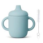 Vicloon Toddler Straw Cup, Silicone Sippy Cup, Baby Training Cup with Cleaning Brush for Infant & Toddler No Spill Trainer Cups, Silicone Drinking Training Cup, 150ml, Blue