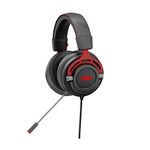 AOC GH300 - Over-ear gaming headset with RGB backlight, detachable mic, 50mm driver and 7.1 Virtual Surround Stereo with Hi-Fi audio, black/red