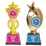 Gifts Bucket Birthday Anniversary Couple Gifts for Mom Dad Couple Trophy Award Set of 2 Worlds Best Mom Dad