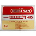 Dispo van Syringes 3ML with Needle For Single Use Only - Pack of 100…