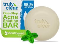 Truly Clear Acne Bar - Plant-Based 1-Step Pimple Treatment for Face, Chest & Back - Approved for Acne, Rosacea, Non-Drying, Pharmaceutical Grade, Salacylic Acid + Hyaluronic Acid